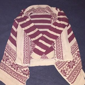 maroon & beige cardigan